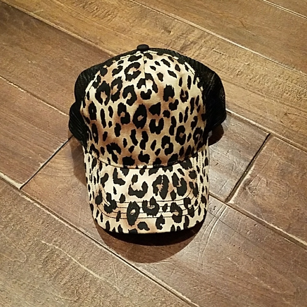 Leopard print trucker hat